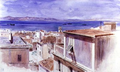 Gibraltar met de kust van Spanje daarachter door Keeley Halswelle