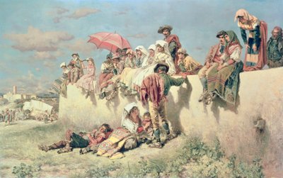Wachten op de Zegen buiten Rome, 19e eeuw door Keeley Halswelle