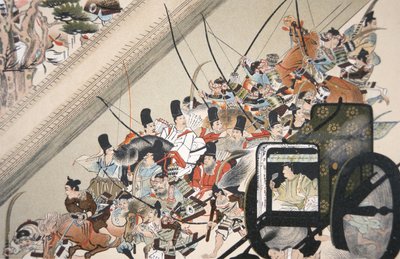 De ontvoering van de gekloosterde keizer Go Shirakawa door Fujiwara Nobuyori in 1159, c.1200 door Keion Keion