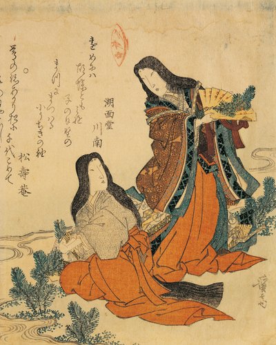 Italië, Genua, Keisai Eisen (1790-1848), houtsnede door Keisai Eisen