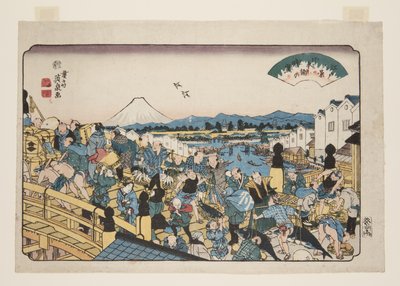 Opklarend Weer bij Nihonbashi (Nihonbashi no seiran) door Keisai Eisen
