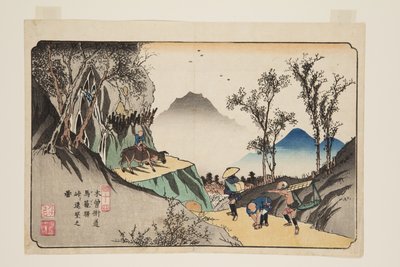 Nr. 44, Magome Station: Uitzicht vanaf de pas door Keisai Eisen