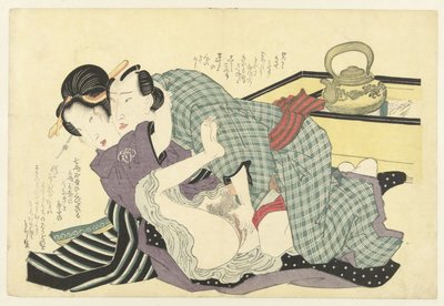 Minnend paar voor ketel door Keisai Eisen (attributed to)