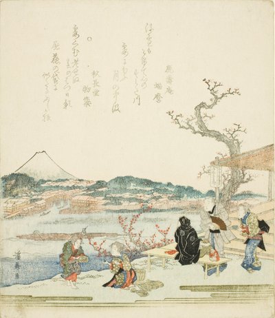 Uitzicht op de berg Fuji vanuit een theehuis door Keisai Eisen