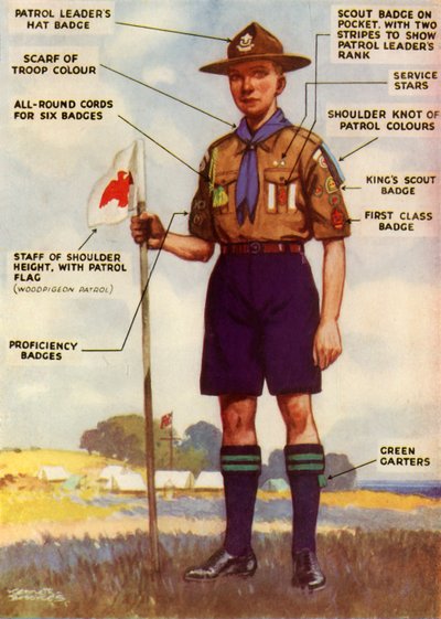 Boy Scout-uniform en badges door Kenneth Brookes