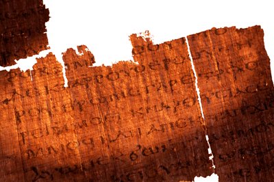 Detail van een pagina van het Evangelie van Judas; Paginatekst is Jezus tot Judas 