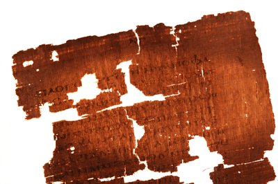 Detail van een pagina van het Evangelie van Judas leest 