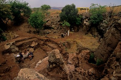 Drimolean Site, nabij Johannesburg, Zuid-Afrika, 2 miljoen jaar oude hominide door Kenneth Garrett