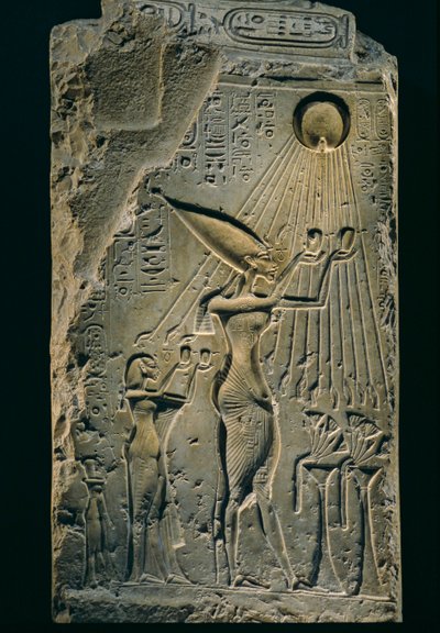 Reliëf van Achnaton onder Aten, balustrade, Amenhotep IV door Kenneth Garrett