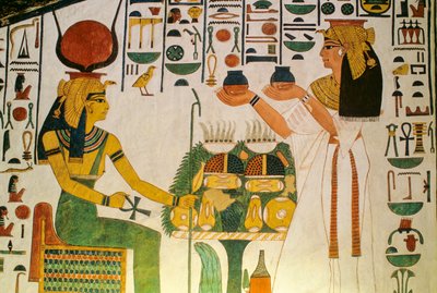Graf van Nefertari; Nefertari biedt wijn aan een groep goden; Egypte, Vallei der Koningen door Kenneth Garrett