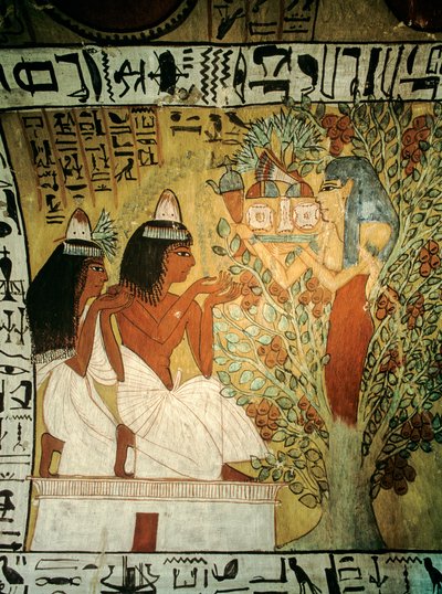 Kunstenaar van de Vallei der Koningen Sennedjem en zijn vrouw aanbidden voor Godin Hathor, 2009 door Kenneth Garrett
