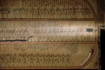 Muurschildering die het Dodenboek afbeeldt; Graf van Amenhotep II; Vallei der Koningen, 2009 (foto) door Kenneth Garrett