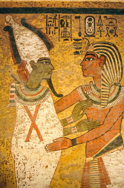Muurschildering in het graf van Koning Toetanchamon; Egypte; Nieuwe Koninkrijk; Toetanchamon; Vallei der Koningen door Kenneth Garrett