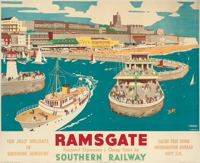 Een Zuidelijke Spoorwegposter die Ramsgate adverteert door Kenneth Shoesmith and Verney L. Danvers