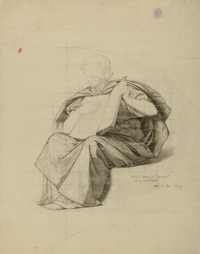 (Rotunda van het Capitool van de staat Iowa) (Onderwijs, studie voor panel) door Kenyon Cox