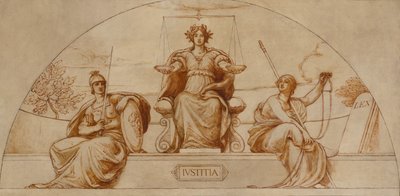 Cartoon voor muurschildering van Minnesota State Capital, Instituut voor Justitie, ca. 1904 door Kenyon Cox