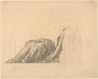 Stofstudie voor Liggende Vrouwelijke Studie voor "Schilderij" door Kenyon Cox