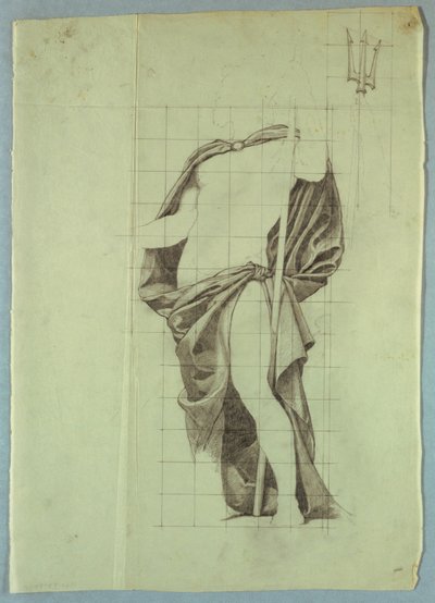 Draperiestudie van de Atlantische Oceaan voor "Het huwelijk van de Atlantische en Stille Oceaan," muurschildering in de Senaatskamer in het Wisconsin State Capitol, Madison, WI door Kenyon Cox