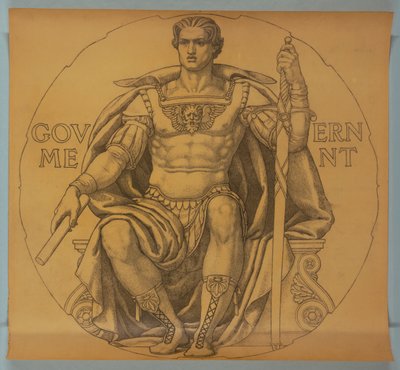 Regering, cartoon voor mozaïek in de Rotunda van het Wisconsin State Capitol door Kenyon Cox