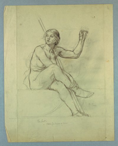 Wet, Naaktstudie voor "Contemplatieve Geest van het Oosten," Lunet in Oostelijke Grote Trap, Minnesota State Capitol, Saint Paul, MN door Kenyon Cox