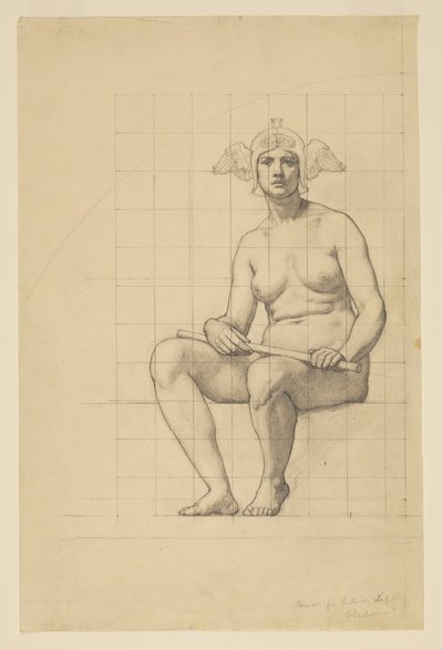 Naaktstudie voor "Het Actieve Leven," Lunet in het Administratiegebouw, Oberlin College, Oberlin, OH door Kenyon Cox