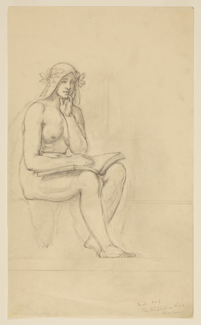 Naaktstudie voor "Het Contemplatieve Leven" voor Lunet in het Administratiegebouw, Oberlin College, Oberlin, OH door Kenyon Cox