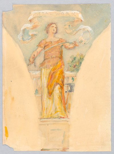 Personificatie van "Metaalbewerking," Studie voor de Koepel van het Fabrikantengebouw, Wereldtentoonstelling, Chicago, IL door Kenyon Cox