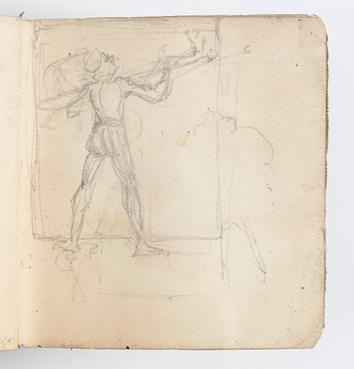 Schetsboekpagina: Schets van Figuur in Kousen door Kenyon Cox