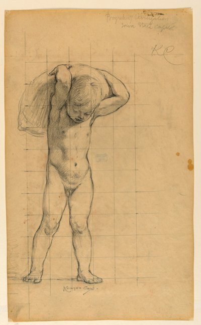 Studie voor "Handel," "De vooruitgang van de beschaving: De smederij, handel en onderwijs" State Capitol, Des Moines, IA door Kenyon Cox