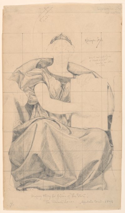 Studie voor "De Staat," "Het Bewind van de Wet," Appellate Division Court House, New York, NY door Kenyon Cox