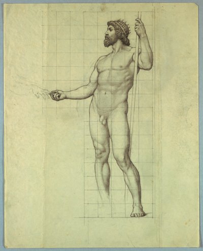 De Atlantische Oceaan, Naaktstudie voor "Het Huwelijk van de Atlantische en Stille Oceaan," Muurschildering in de Senaatskamer in het Wisconsin State Capitol, Madison, WI door Kenyon Cox