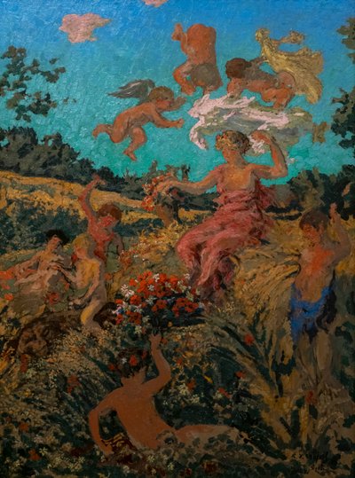De triomf van Bacchus (Pastoraal Festival) Diptiek door Ker Xavier Roussel