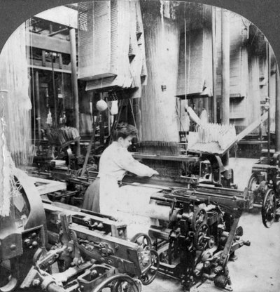 Linnen weven, Montreal, Canada, begin 20e eeuw door Keystone View Company