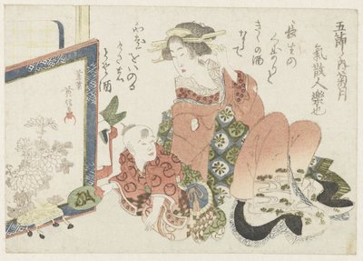Het Chrysantenfeest in de negende maand door Kikugawa Eishin