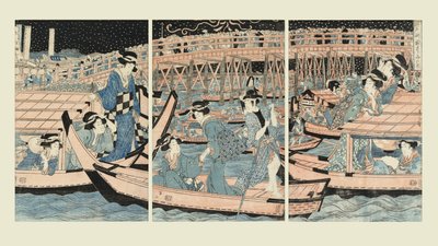 Afkoelen bij de Ryogoku-brug door Kikugawa Eizan