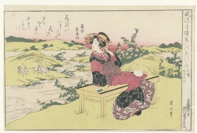 De Ide Tama rivier in de provincie Yamashiro. Schoonheden uit de verfijnde lusthuizen vergeleken met de zes Tama rivieren door Kikugawa Eizan
