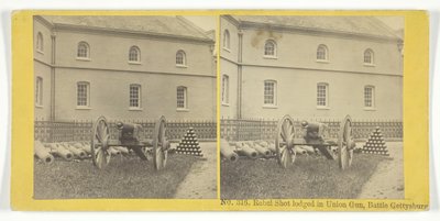 Rebelshot vastgelopen in Union Gun, Slag bij Gettysburg, 185575 door Kilburn Brothers, BW Kilburn
