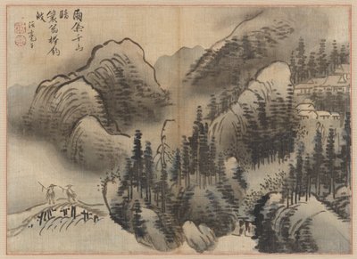 Regenachtig landschap, eind 18e eeuw door Kim Sugyu