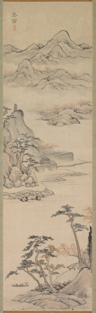 Landschap met Bootjes door Kimura Kenkadō