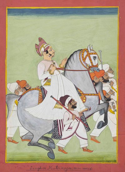Ruiterportret van Singhji Motiram Ji door Kiritaji Bhak