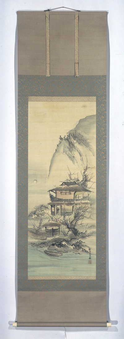 Literati in een landschap door Kishi Ganku
