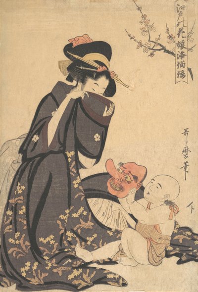 Een vrouw die met een jonge jongen speelt, ca. 1804 door Kitagawa Utamaro