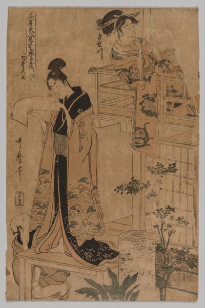 Act VII uit de serie Het Magazijn van Loyale Retainers Afgebeeld door Beroemde Schoonheden in Twaalf Bladen door Kitagawa Utamaro