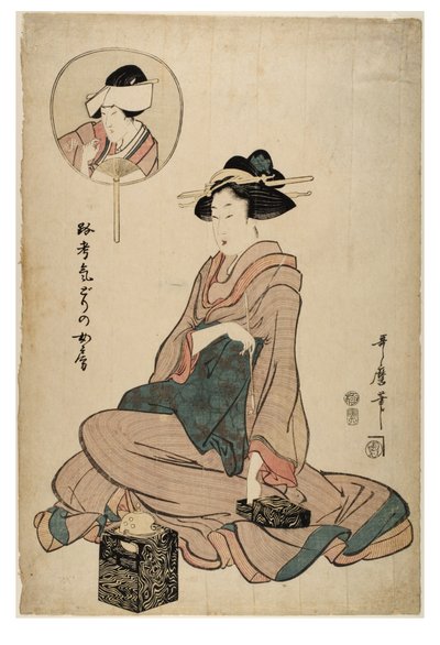 Acteur Segawa Roko in de rol van een vrouw door Kitagawa Utamaro