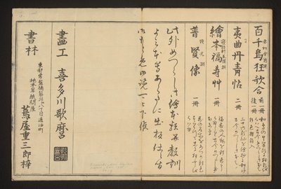 Advertenties en colofon door Kitagawa Utamaro