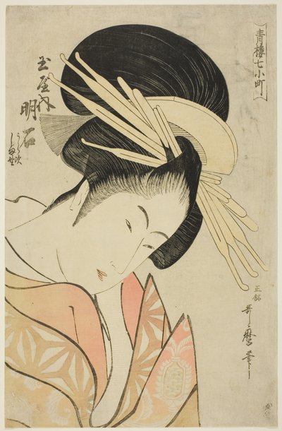 Akashi van de Tamaya, uit de serie Zeven Komachis van Yoshiwara (Seiro nana Komachi) door Kitagawa Utamaro