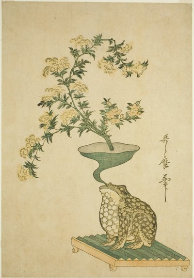 Een arrangement van Valeriaan (Ominaeshi) en Chinese klokbloemen (Kikyo) door Kitagawa Utamaro