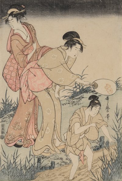 Vuurvliegjes Vangen onder een Wilgenboom (rechts) door Kitagawa Utamaro