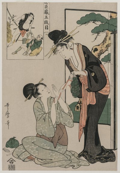Chushingura: Act V van Het Pakhuis van Loyaliteit door Kitagawa Utamaro
