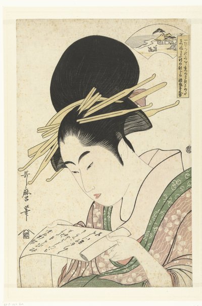 Courtisane en de Toi Tama rivier door Kitagawa Utamaro